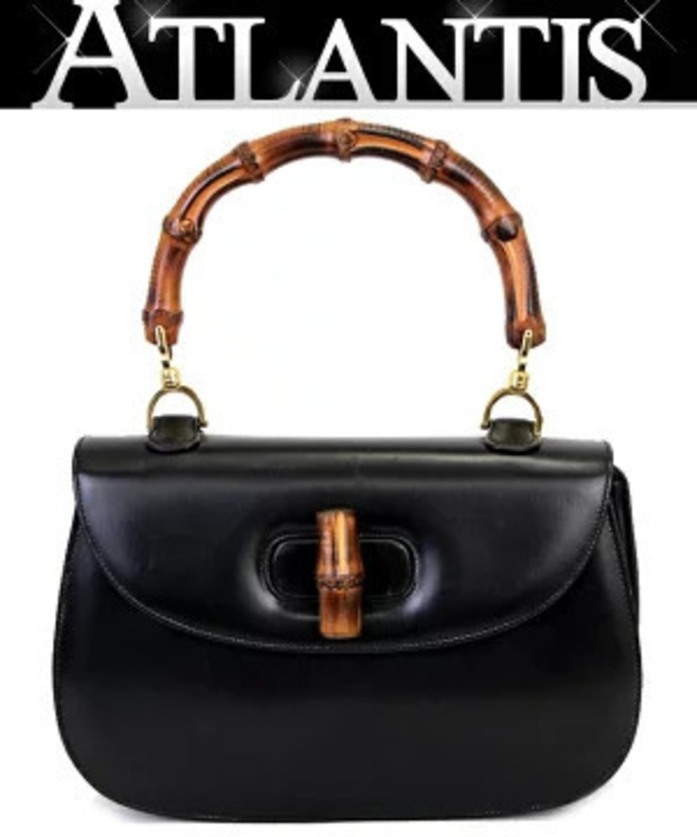 Gucci Bamboo Handbag Calf Leather Black